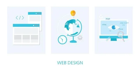 Web design concept icon set 스톡 일러스트