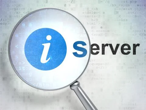 Web design concept: Information and Server with optical glass Stockillustratie