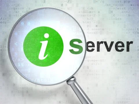 Web design concept: Information and Server with optical glass Stock Illustration