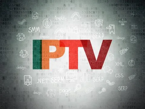 Web design concept: IPTV on Digital Paper background Illustrazione stock