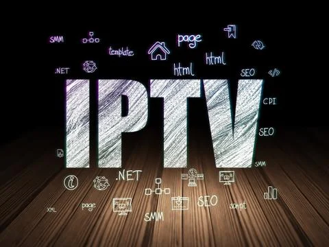 Web design concept: IPTV in grunge dark room イラスト素材