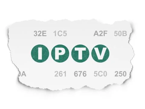 Web design concept: IPTV on Torn Paper background 库存插图