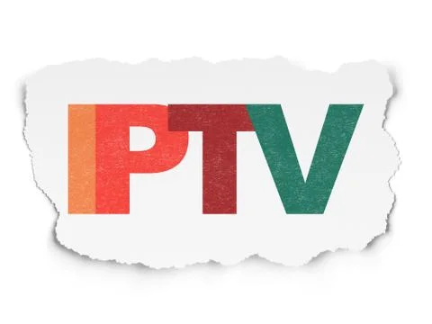 Web design concept: IPTV on Torn Paper background Stock Illustration