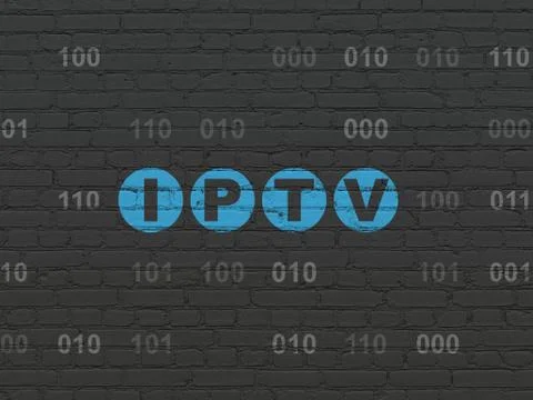 Web design concept: IPTV on wall background Stock Illustration