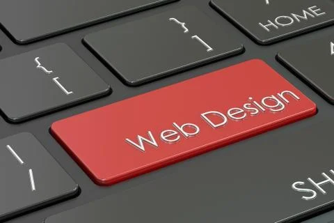 Web design concept on keyboard, 3D rendering Stock-Illustration