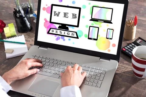 Web design concept on a laptop screen Stock Photos