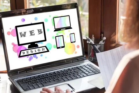 Web design concept on a laptop screen Foto stock