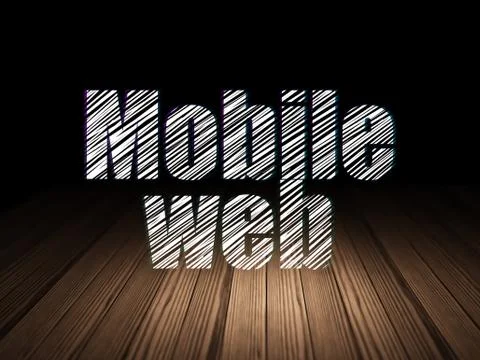Web design concept: Mobile Web in grunge dark room イラスト素材