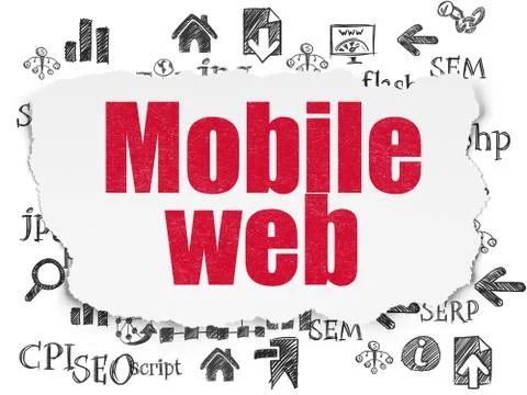 Web design concept: Mobile Web on Torn Paper background 库存插图