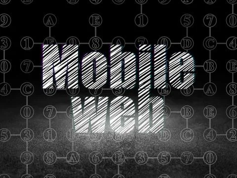 Web design concept: Mobile Web in grunge dark room イラスト素材