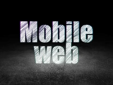 Web design concept: Mobile Web in grunge dark room 스톡 일러스트