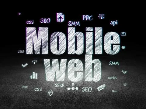 Web design concept: Mobile Web in grunge dark room Stockillustratie