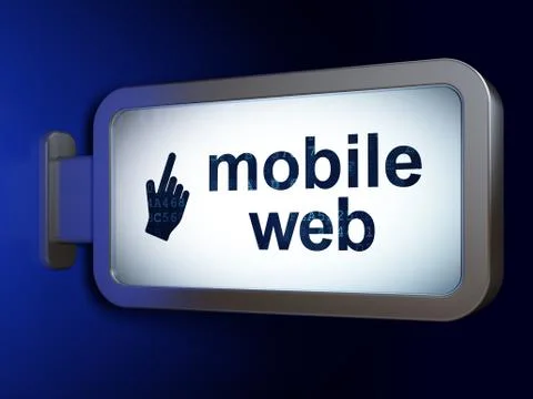 Web design concept: Mobile Web and Mouse Cursor on billboard background Illustrazione stock