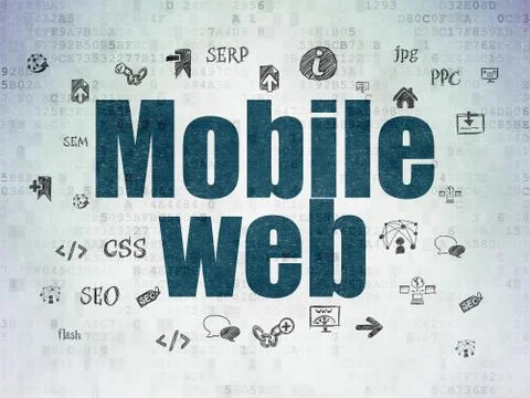 Web design concept: Mobile Web on Digital Data Paper background Illustrazione stock