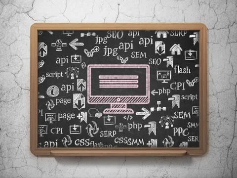 Web design concept: Monitor on School Board background Illustrazione stock