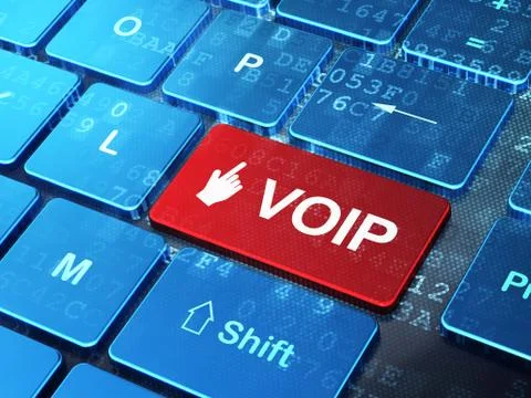 Web design concept: Mouse Cursor and VOIP on computer keyboard background イラスト素材