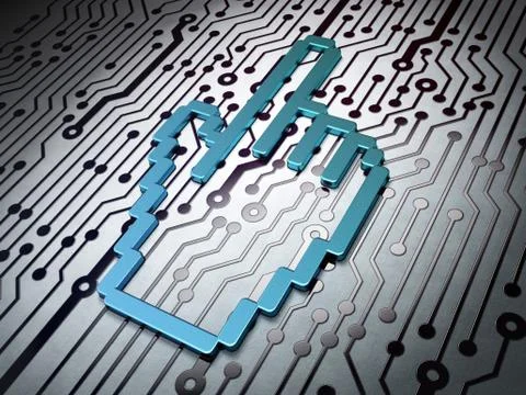 Web design concept: Mouse Cursor on Circuit Board background Ilustración de archivo