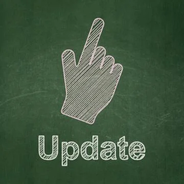 Web design concept: Mouse Cursor and Update on chalkboard background Illustrazione stock