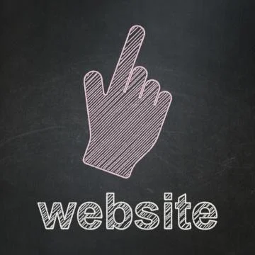 Web design concept: Mouse Cursor and Website on chalkboard background Stock Illustration