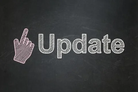 Web design concept: Mouse Cursor and Update on chalkboard Stock Illustration