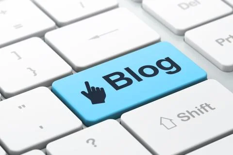 Web design concept: Mouse Cursor and Blog on computer keyboard b Stockillustratie