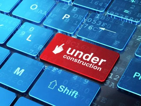 Web design concept: Mouse Cursor and Under Construction on compu Stock Illustration