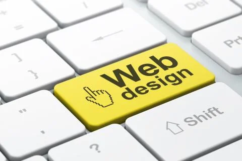 Web design concept: Mouse Cursor and Web Design on computer keyb Stock Illustration