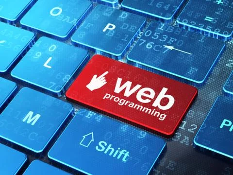 Web design concept: Mouse Cursor and Web Programming on computer Stock Illustration