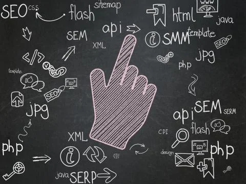 Web design concept: Mouse Cursor on School Board background Stock Illustration