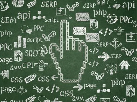 Web design concept: Mouse Cursor on School board background Illustrazione stock