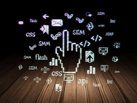 Web design concept: Mouse Cursor in grunge dark room Ilustração Stock