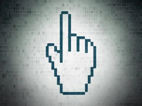 Web design concept: Mouse Cursor on Digital Data Paper background Stock Illustration