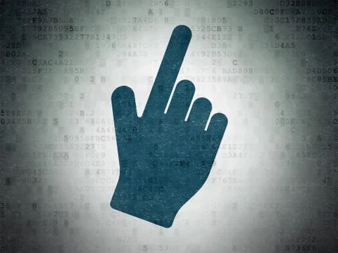 Web design concept: Mouse Cursor on Digital Data Paper background Illustrazione stock