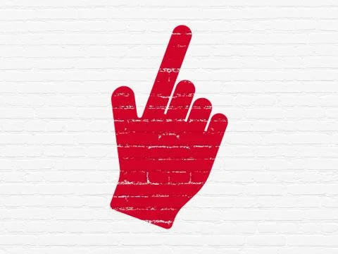 Web design concept: Mouse Cursor on wall background Stock Illustration