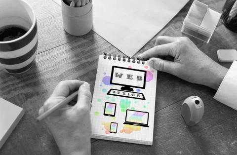 Web design concept on a notepad Foto stock