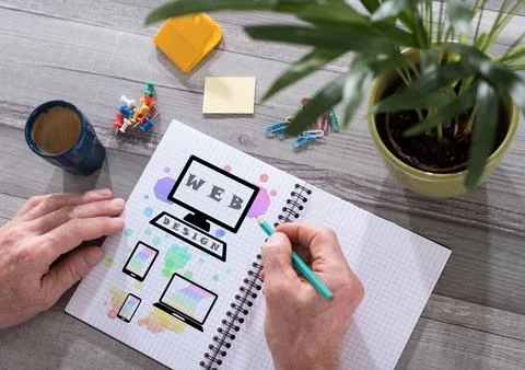 Web design concept on a notepad Fotos de archivo