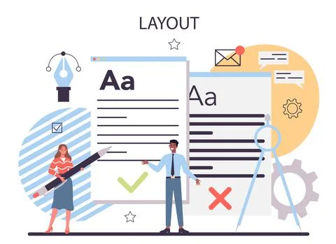 Web design concept. Presenting content on web pages. Stockillustratie