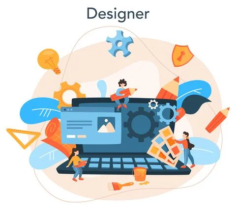 Web design concept. Presenting content on web pages. Stock Illustration