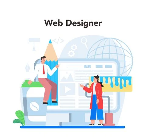 Web design concept. Presenting content on web pages. Website layout 库存插图