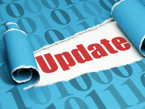 Web design concept: red text Update under the piece of  torn paper 스톡 일러스트