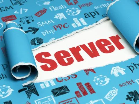 Web design concept: red text Server under the piece of  torn paper イラスト素材