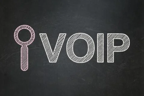 Web design concept: Search and VOIP on chalkboard background Stock Illustration