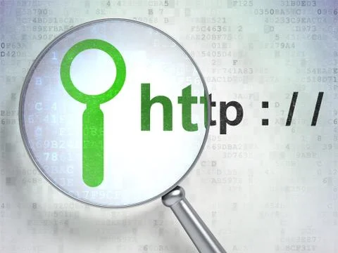Web design concept: Search and Http : / / with optical glass Stock-Illustration