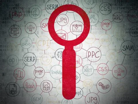 Web design concept: Search on Digital Data Paper background 스톡 일러스트