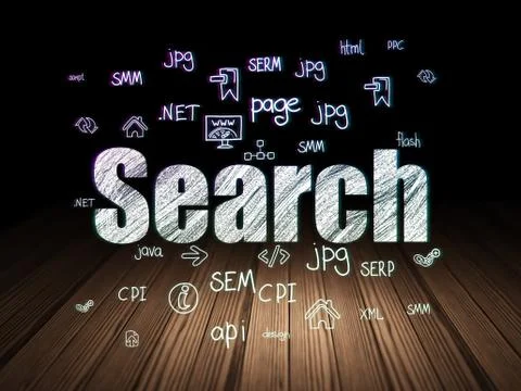 Web design concept: Search in grunge dark room Stock Illustration