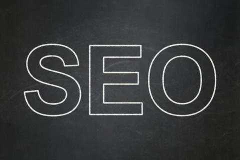 Web design concept: SEO on chalkboard background Stock Illustration