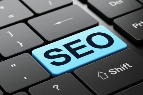 Web design concept: SEO on computer keyboard background Stockillustratie