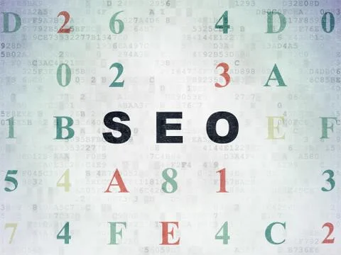 Web design concept: SEO on Digital Data Paper background Illustrazione stock