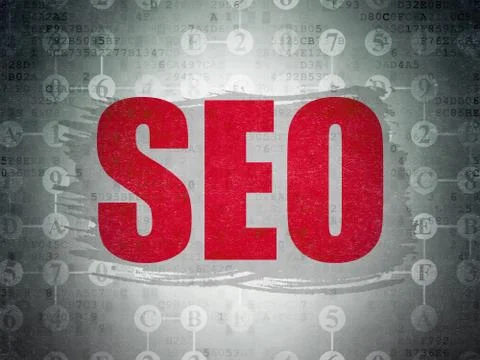 Web design concept: SEO on Digital Data Paper background Stock Illustration