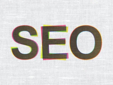 Web design concept: SEO on fabric texture background Illustrazione stock